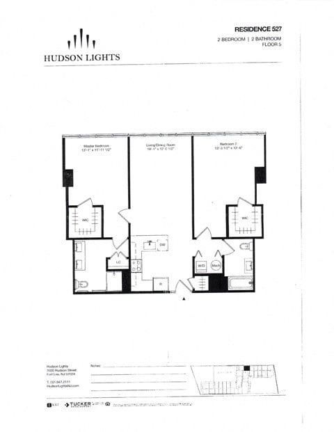Floor plan for 2 beds, 2 baths, 1237 sqft